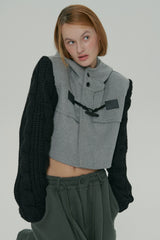  WOOL KNIT DUFFLE COAT / GRAY