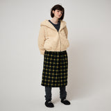 SHEARLING HOOD JUMPER, CUSTARD