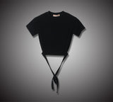XストリングクロップドTシャツ / TOP(4653) X-string cropped tee