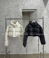 reversible duck down double-sided crop padded coat
