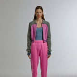 TROPICAL ZIP-UP SHORT CARDIGAN_PINK