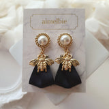 クラシックビーアンドリボンピアス / Classic Bee and Ribbon Piercing - Black