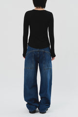 Wave Pocket Wide Denim