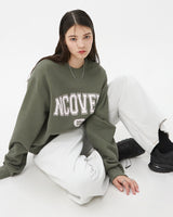 PIGMENT CRACK LOGO SWEATSHIRT-KHAKI (6604482478198)