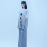 ブルーローズレイヤードTシャツ/0 6 blue rose layered t-shirt