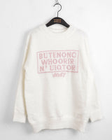 Butteroll angora lettering overfit crop long sleeve knit