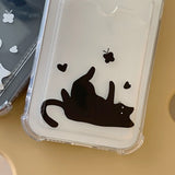 Cute Act Cat Black Card Storage Phone Case