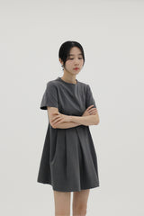 プリーツミニショートスリーブドレス / Pleats Mini Short Sleeve Dress (3color)
