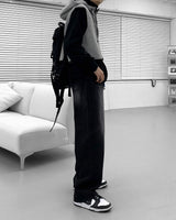 キャットオーバーサイズドフィットワイドデニムパンツ / [Unisex] Cat Oversized Fit Wide Black Denim Pants