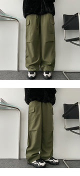 Reta Cargo Wrinkle Shirring Bendable Wide Pants