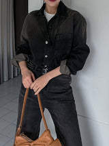 (UNISEX) メゾンウォッシングオーバーデニムシャツ