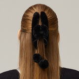 Pompom Fur Hair Clip _ Black