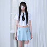 1 0 デニムプリーツスカート / 1 0  denim pleated skirt - LIGHT BLUE