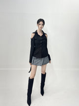 1028. Cargo stiletto long boots heel (2color)