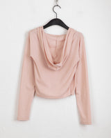 Chey draped wrap cropped hooded sweatshirt