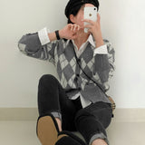 ポイントクロップアーガイルカーディガン / Point Crop Argyle Cardigan