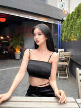 クイーンカードサテンジュエリーチューブトップ / 920. Queen card satin jewellery top (3color)
