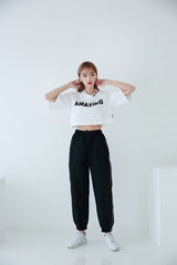 チョーカーショートスリーブクロップTシャツ / TOP(6656) Choker Short Sleeve Crop Tee