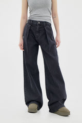 ピンタックブラックブルーワイドパンツ / no.5108 Pintuck Black Blue Wide Pants