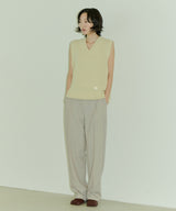 UNISEX PINTUCK STITCH WIDE PANTS W - LIGHT BEIGE (6689418150006)