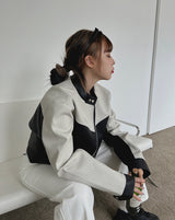 モーターカラーマッチングレザージャケット / motor color matching leather jacket