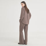 ウールストライプフレアパンツ / Wool Stripe Flare Pants (Brown)