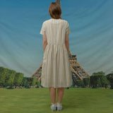 Dolphin embroidery stripe short sleeve dress (6549346779254)
