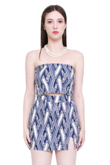 デニムジャカードカップチューブトップ/Denim jacquard cap tube top (navy)