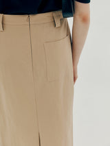 ステッチHラインロングスカート / Stich H-line long skirt - Beige