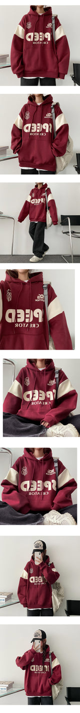 [Fleece] Feed Boxy Color Hoodie