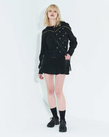 プリーツロゴテープミニスカート / Pleated Logo-Tape Mini Skirt _ Black