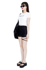 ロゴクロップスパンショートスリーブTシャツ/crevy logo crop spandex short sleeve tee (white)