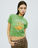 ペインティングフラワークロップTシャツ/PAINTING FLOWER CROP TSHIRT-KHAKI