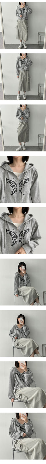 バタフライ2wayフードジップアップ / Butterfly Two Way Hooded Zip-Up