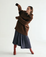 UNISEX MERINO WOOL CABLE KNIT ZIPUP W - MOCHA (6636048613494)