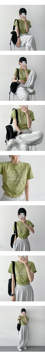 キャリックサイドシャーリングストリングクロップド半袖Tシャツ / Carrick Side Shirring String Cropped Short-Sleeved T-Shirt