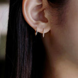 [single earring]14K gold rectangle one-touch earring (6680494145654)