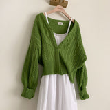 オールデイツイストVネックカーディガン / [Bellide made] All-Day Twist V-Neck Cardigan