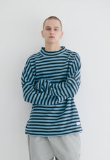 ストライプハイネックプルオーバー / BSR2223FWPO027 STRIPE HIGH NECK PULLOVER BLUE