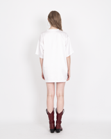 サテンオーバーサイズTシャツワンスアポンアタイム / SATIN OVERSIZE T-SHIRT #ONCE UPON A TIME(WHITE)