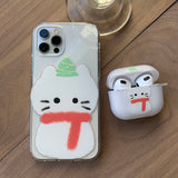 White - Sketch Some Christmas Cat Phone Case 