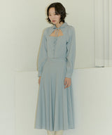 HIGH WAIST FLARE MAXI SKIRT - NILE BLUE (6689409171574)