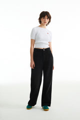 スモールチェリーケーブルクロップ丈のショットスリーブニット／SMALL CHERRY CABLE CROP SHORT SLEEVE KNIT [WHITE]