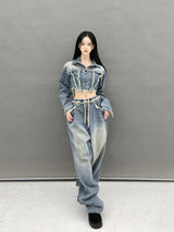 ジェンダメージクロップデニムジャケット/[High quality] 791. Jen damage crop denim jk