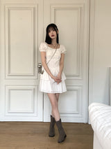 キュートストラップパフ半袖ミニワンピース / Cute Strap Puff Short Sleeve Mini Dress