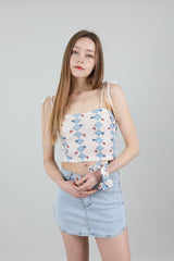 セット ハイティーンノースリーブクロップトップス&シュシュ / SET Highteen Sleeveless Crop Top Scrunchie Blue