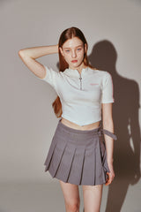 Lace Tape Half Zip-Up Ivory