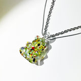Two chain glass bear necklace (12color/random) (6685443850358)
