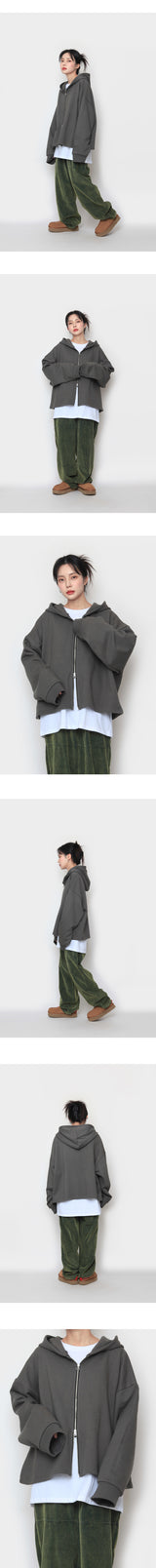 ヘビークロップフードジップアップ / Heavy crop hood zip-up