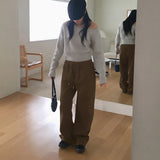【MADE】プロンピッチ起毛コットンバンディングロングワイドパンツ
